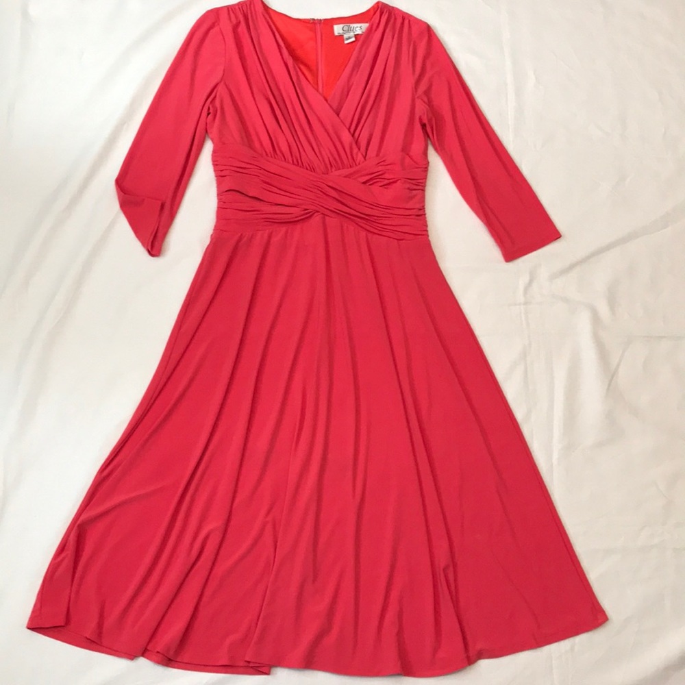 Clues Collection Salmon Pink midi length dress